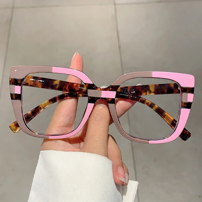 KAMMPT Oversized Square Eyeglasses Frames 2024 New in Brand Design Spectacles Ins Trendy Vintage Multicolor Rim Women Eyewear