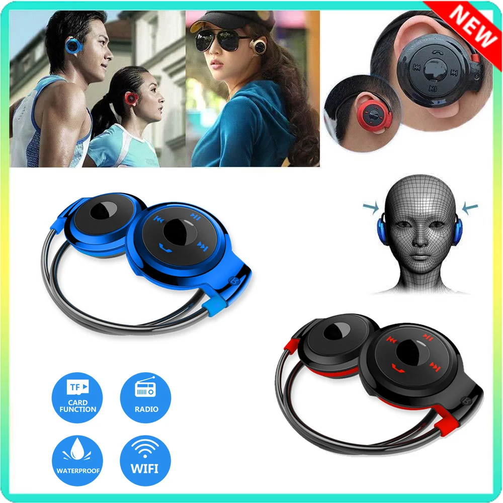 Mini Bluetooth Headphone Hook Handsfree MP3 Player Wireless Stereo Sport Headset Support TF Card FM Headband Headphone New