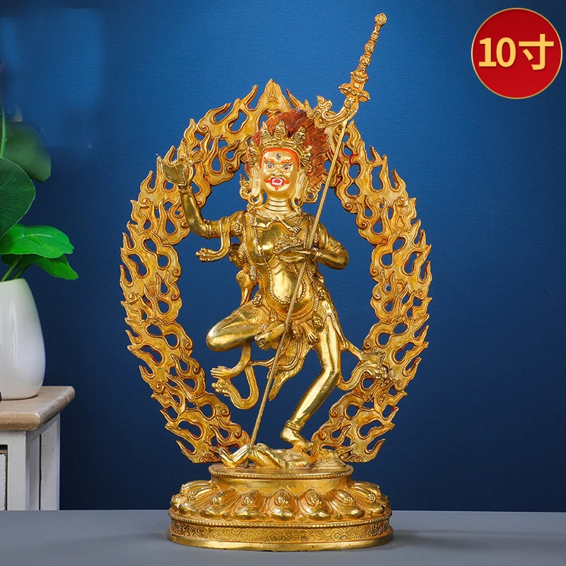 Budismo asiático, buena estatua de latón de Buda dorado dorado, protección efectiva familiar para el hogar, Buda tibetano Vajravarahi Vajrayogini de 38CM