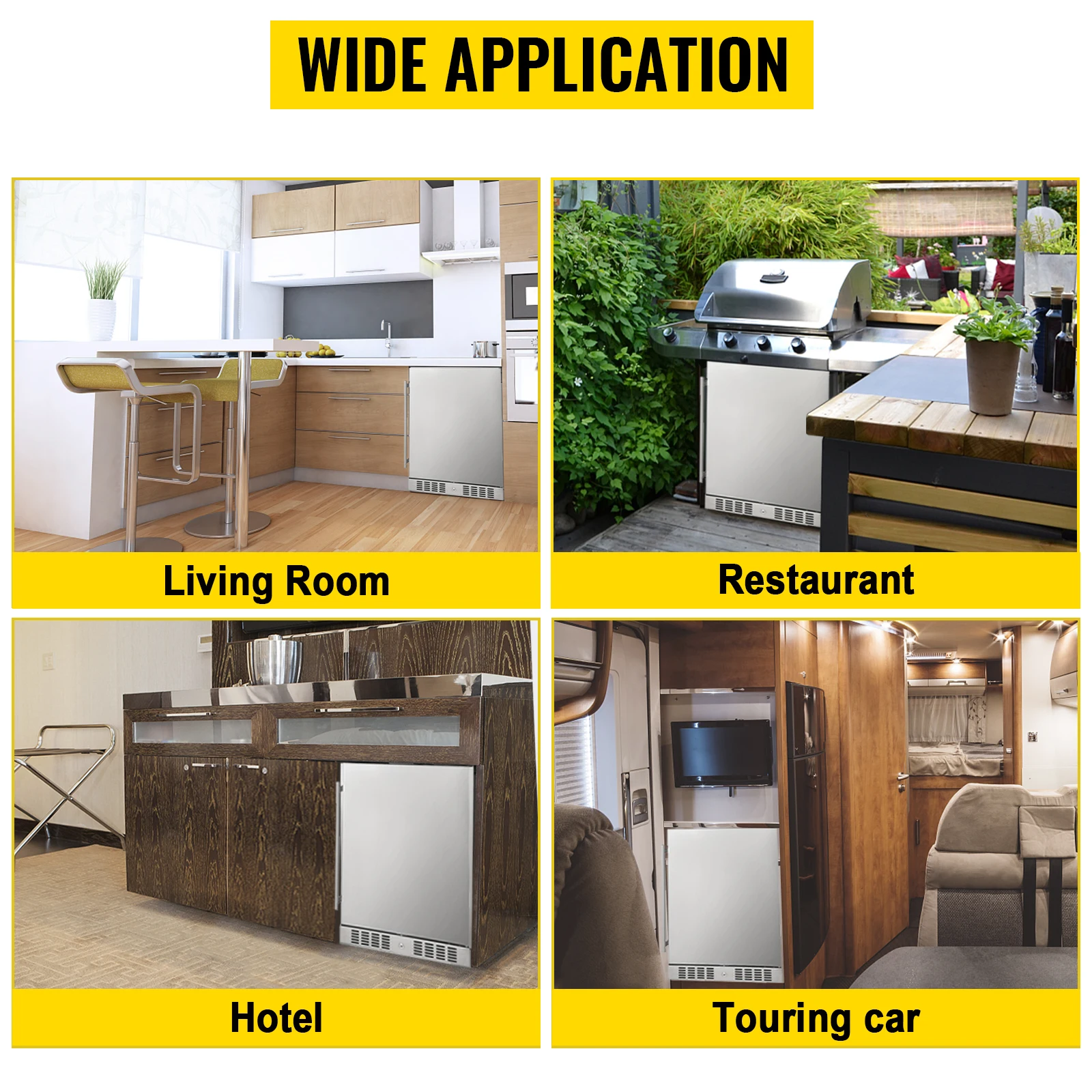 VEVOR-refrigerador integrado de 150L, refrigerador de 5,3 pies cúbicos, bajo encimera Enfriador de bebidas de acero inoxidable para restaurante, Bar, cafetería 