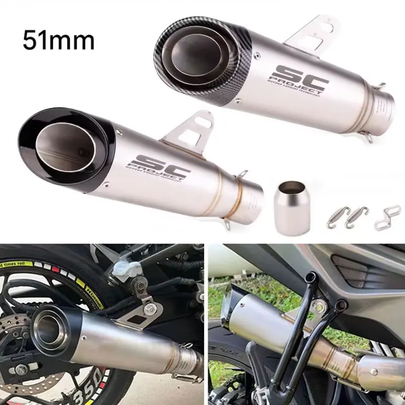 Silenziatore di Scarico Universale per Moto Honda Yamaha YZF R6 R15 R1 R3 R25 MT07 MT09 Tmax155 GSX250 Pcx125 Z250 Z300 con Logo