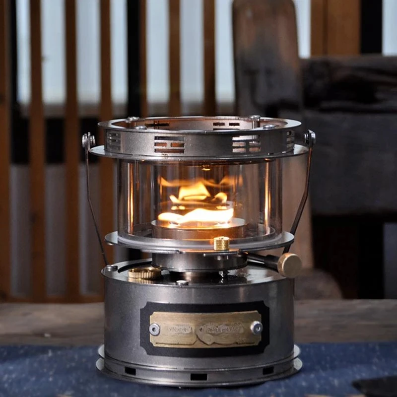 

Для мини-геросинового обогревателя 360° ° Просмотр огненной лампы, портативная печь-фонарь для кемпинга, керосиновая печь из нержавеющей стали для чая