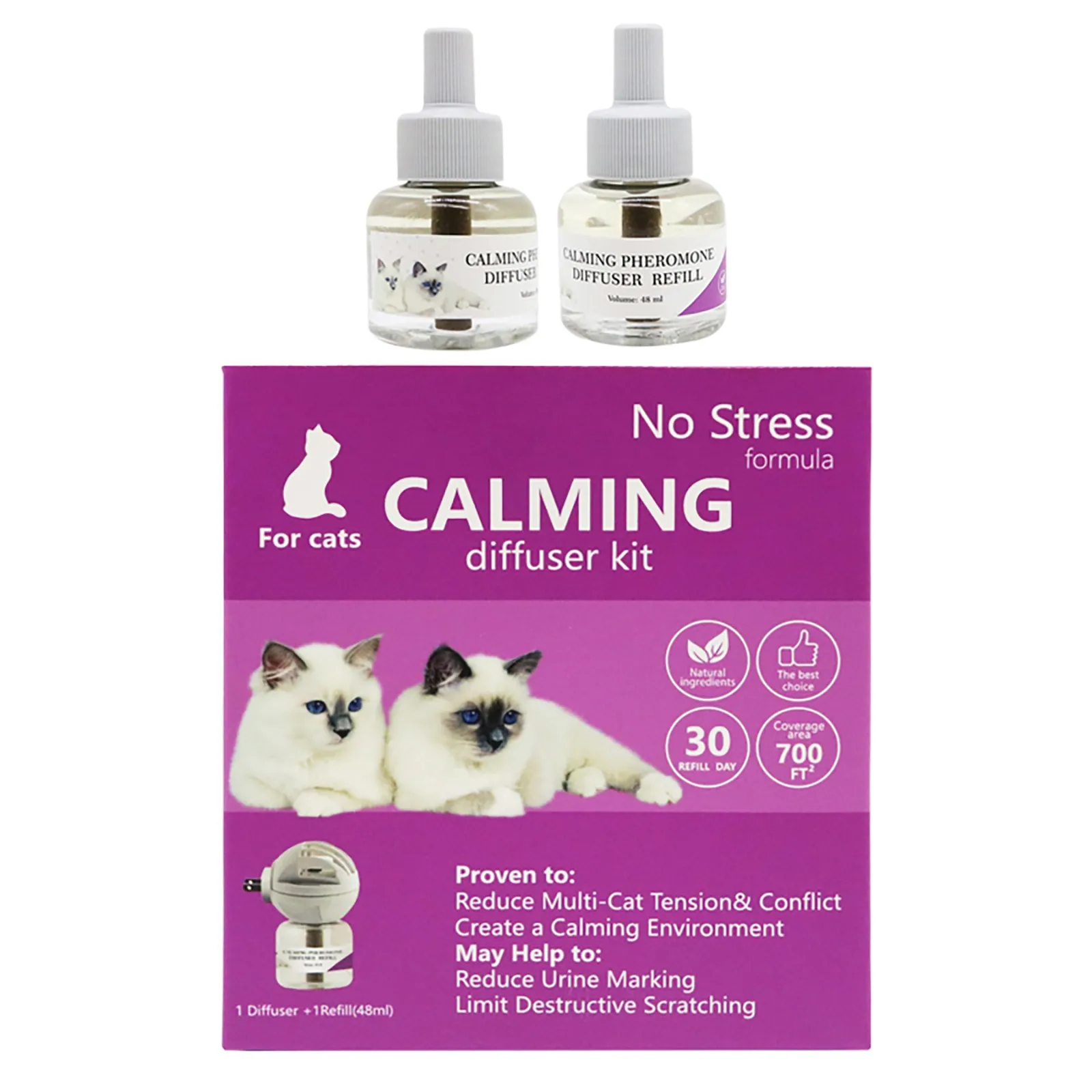 96ML 1 Diffuser 2 Soothing Liquid Pheromones Emotion Stabilizing Anti-Stress Cat Soothing Pheromone Soothing Agent Set Tools