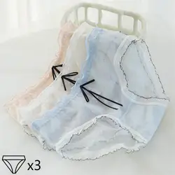 3PCS/Set Lace Panties Sexy Lingerie Women Underwear Girl Breathable Solid Color Seamless Briefs for Female Ladies Underpants