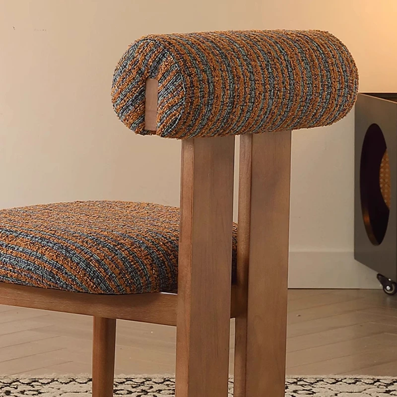 French Style Solid Wood Fabric Stool Dining Chair Dining Room Chairs For Kitchen Home Furniture Living Room Bedroom Home Chair