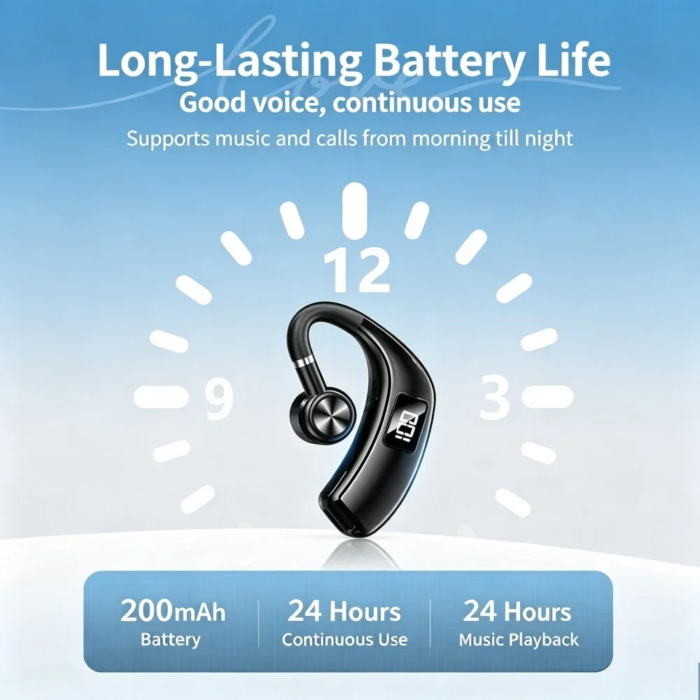 KEBIDUMEI Bluetooth 5.4 Earphone 180 Rotation Ear Hook Headphone Support TF Card Play Noise Cancelling Earbud Wireless Headset