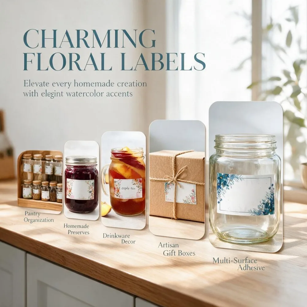 120PCS for Home Office Use Stickers Flower Tags Self-Adhesive Stickers for Kitchen All-Purpose Tag Stickers