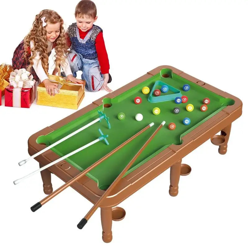 

Children Pool Table Portable Home Mini Snooker Parent Child Interactive Billiard Game Set with Tripod and 4 Cue Sticks gift toys