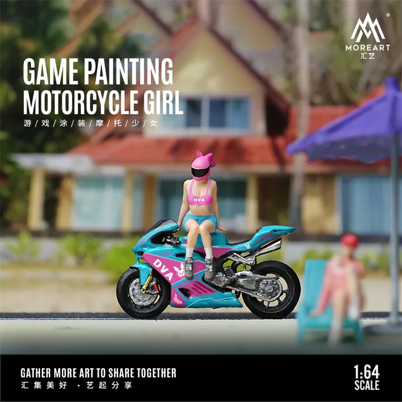 MoreArt 1:64 Game Painting Motorcycle Girl figure set