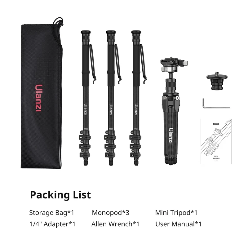 Ulanzi TT35 Hiking Stick Tripod Kit Quick Release Trekking Pole