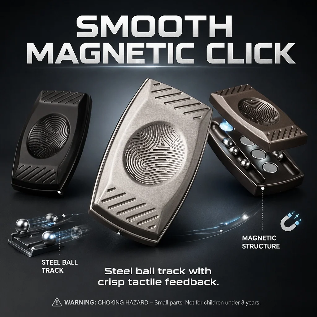 Fingerprint Magnetic Haptic Slider EDC Fidget Slider Metal Fidget Toys ADHD Tool Adult Anxiety Stress Relief Toys
