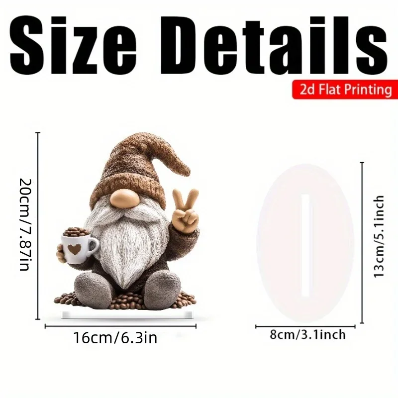 2D Gnome Ornament - Enchanting Home & Office Decor, Perfect Gift for Christmas Halloween Easter, Cute Holiday Decoration