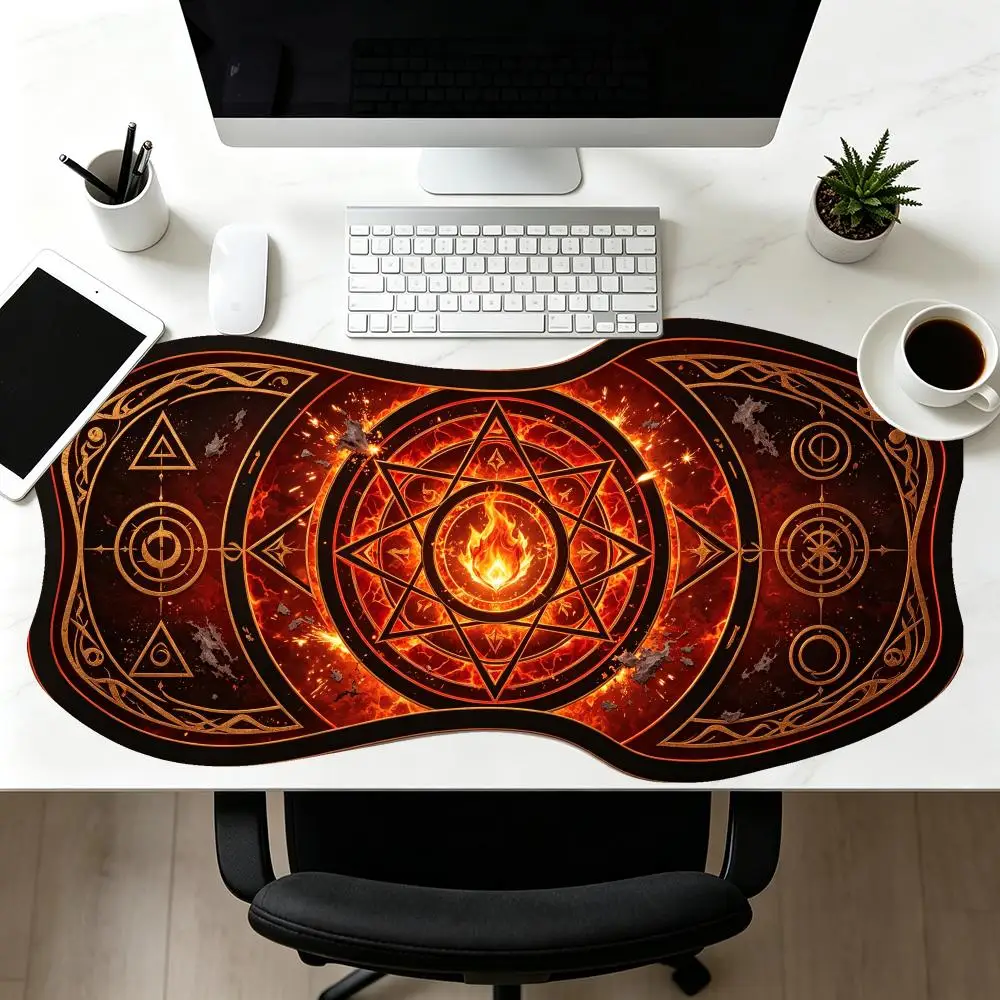 Creative Ice Blue Snowflake Rune Desk Mat Smooth Cloth Surface Special Shaped For Mystical Office