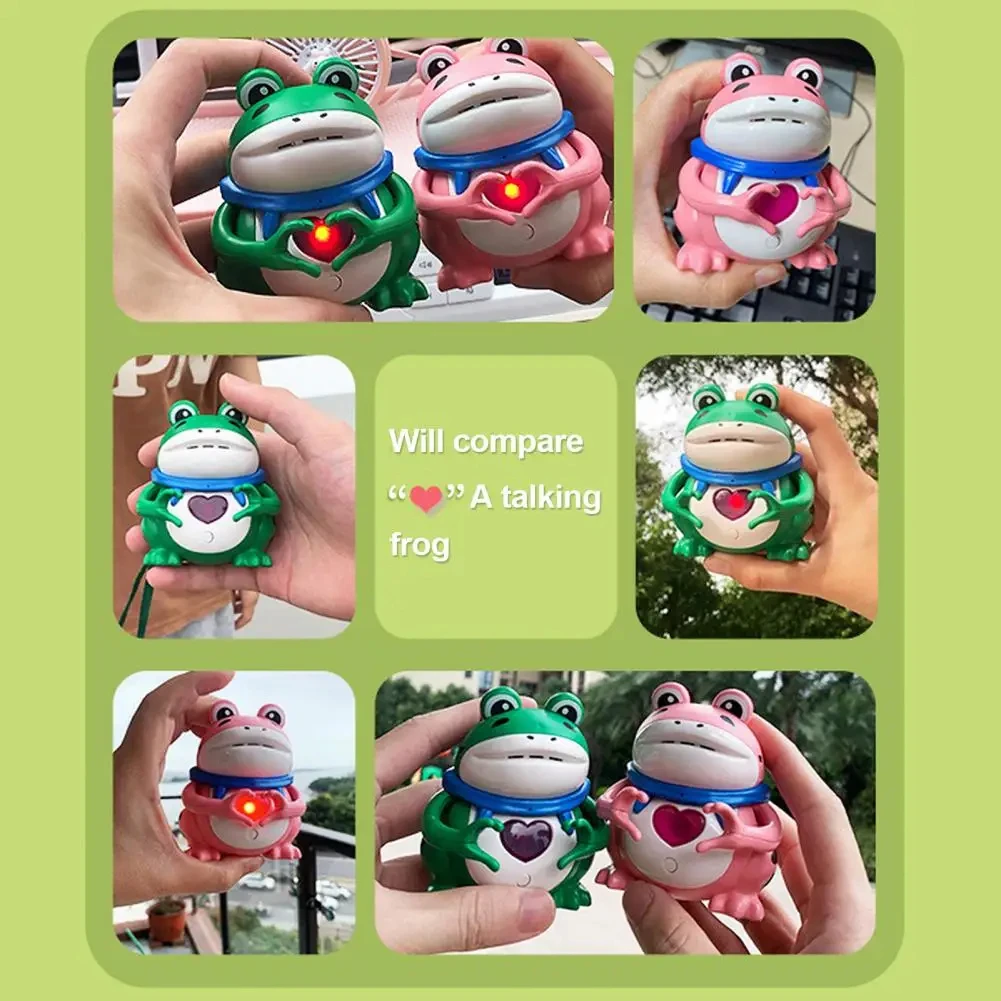 Kids Frog Toy Glowing Movable Heart Gesture Voice Record Say I Love You Frog Talking Toy Valentine's Day Girlfriend Gift