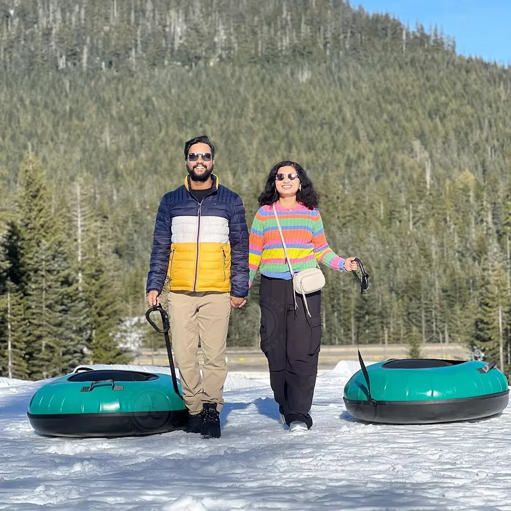 Inflatable Snow Tube, 48 Inch Thickened Floatable Sled with Handles for Adults Kids, Winter Skiing Outdoor Sports Toy