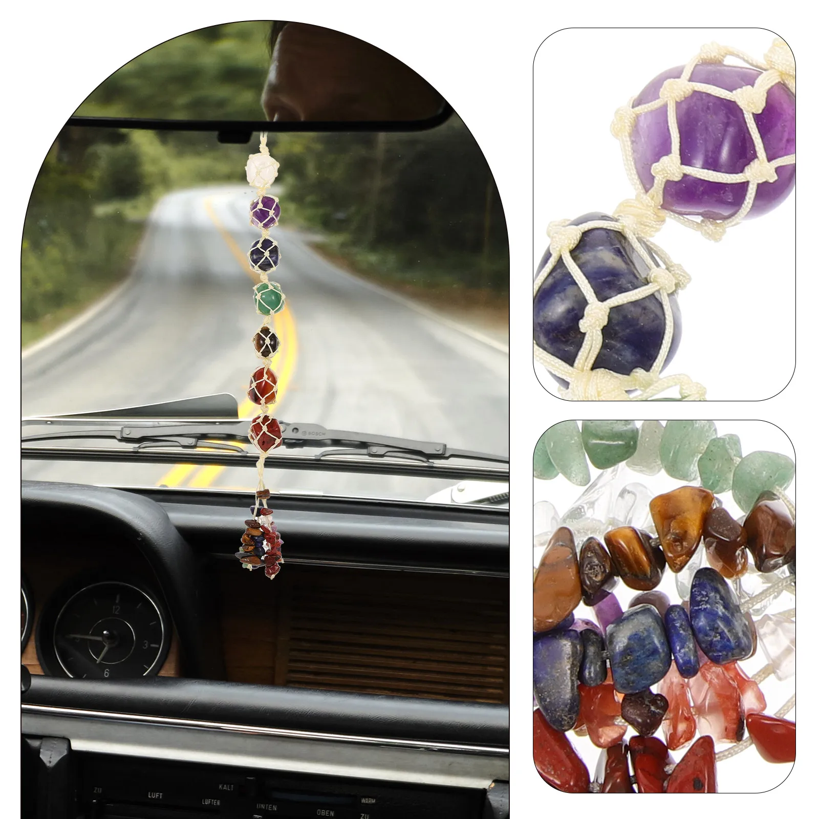 

Green Aventurine Chakra Stone Pendant Natural Handmade Energy Stone Pendant Car Ornament Home Decoration Stress Relief