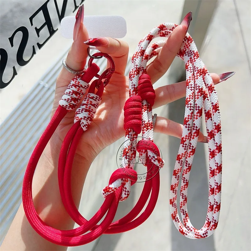 

Crossbody Strap Mobile Phone Lanyard Colorful Multi-Function Camera Knitted Outdoor Anti-Tilt Rope Mobile Phone Chain Korea New