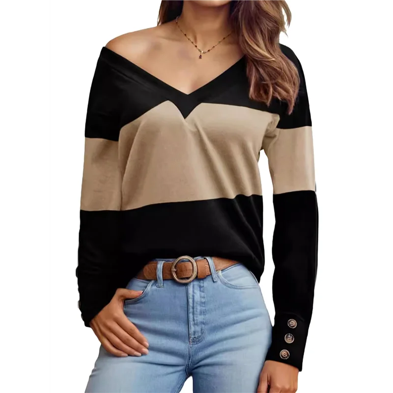 

AG-женские блузки, нарядные повседневные рубашки с длинными рукавами и v-образным вырезом, осенние наряды