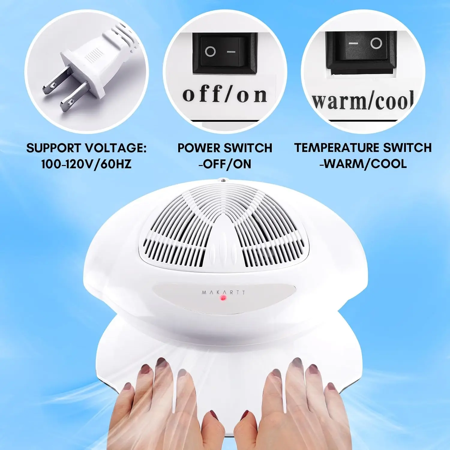 Makartt เครื่องเป่าเล็บ 400W เล็บพัดลมเครื่องเป่าพร้อมเซ็นเซอร์อัตโนมัติสําหรับปกติเครื่องเป่าเล็บเล็บเล็บเท้าใช้
