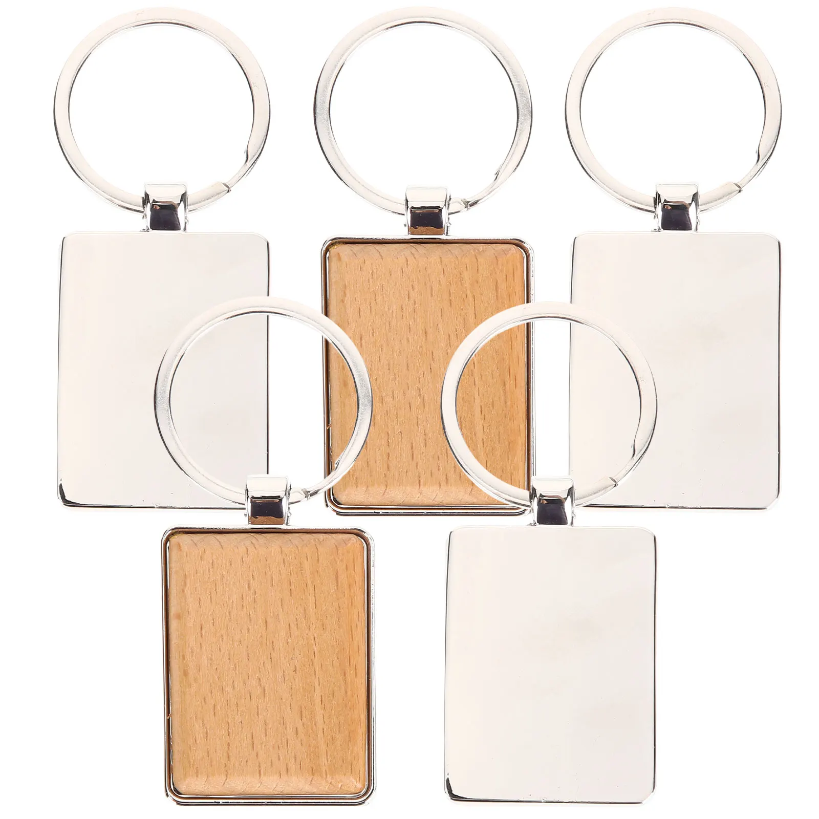 

5Pcs Wooden Keychain Aesthetic Blank Metal Stylish Fashionable Tags Home Car Office Keys Accessories Crafts Lanyards
