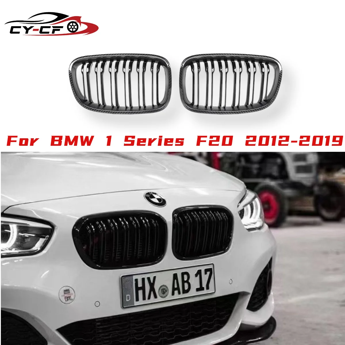 

Front Bumper Kidney Insert Grills Refting Carbon Fiber Multi Color Grille Cover For BMW 1 Series F20 F21 LCI 2015-2019 Parts
