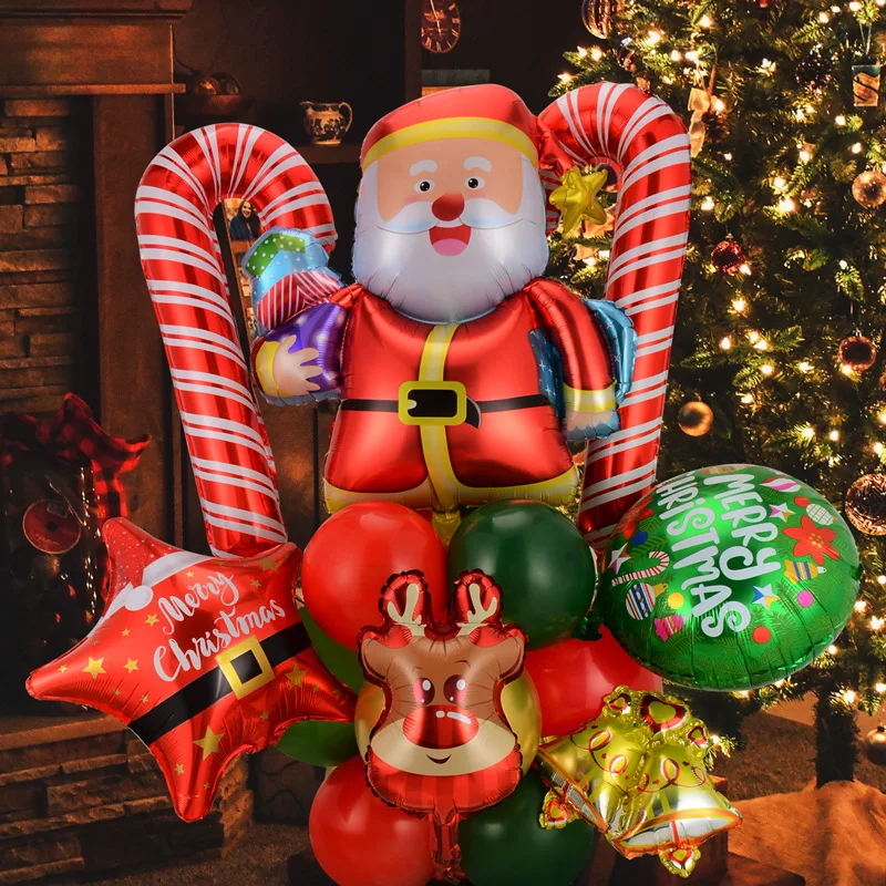 

Santa Claus Balloon Set Crutch Balloons Air Merry Christmas Decorations For Home 2022 Baloons Birthday Xmas Party Globos Navidad
