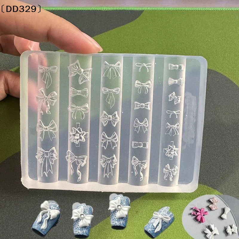 1Pcs Bow Silicone Nail Mold Multi Pattern Bow Nail Art Carving Mould Reusable DIY Manicure Tool For Nail Salon Home Nail〔DD329〕