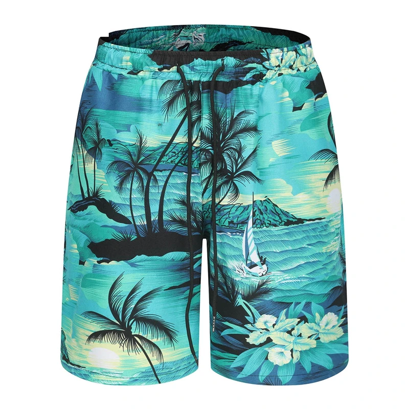 3D Printed Retro Flower Shorts For Men Hawaii Vacation Casual Beach Shorts Fashion Trend Tree Leaf Pattern Quick Dry Swim Trunks