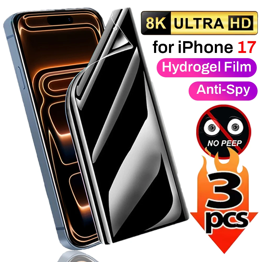 

1-3Pcs Privacy Hydrogel Film Screen Protector for IPhone 17 Pro Max Full Cover Anti-spy Protective Soft Film for IPhone 17/17Air