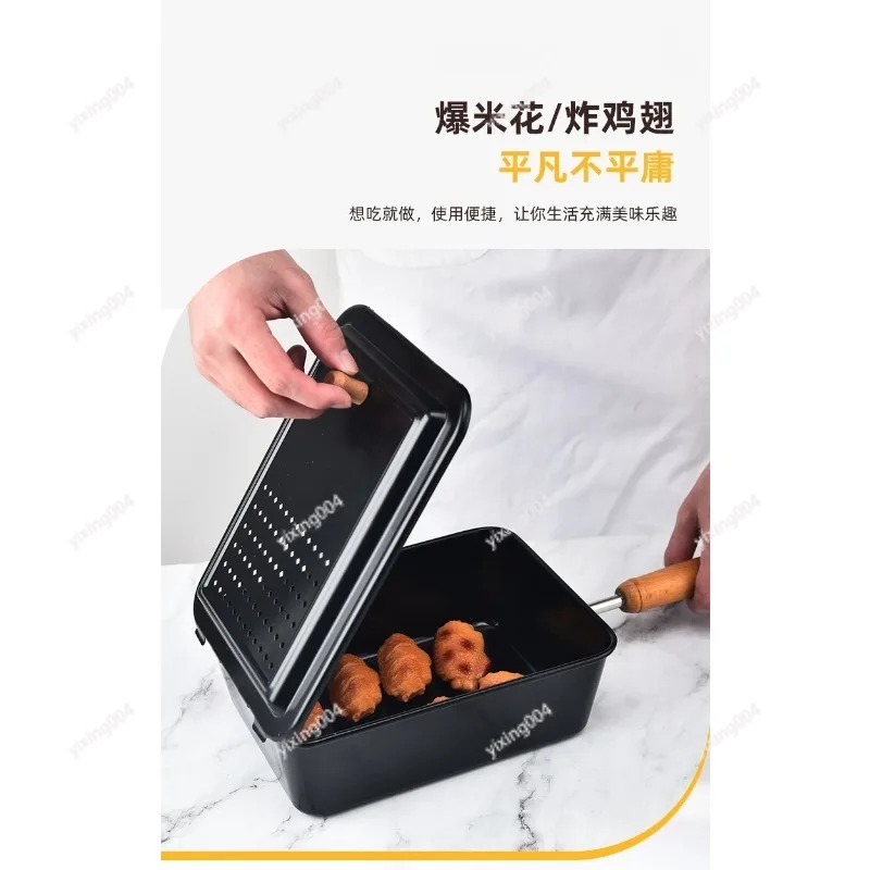Creative Popcorn Pot, Iron Pan Kitchen Tool DIY Homemade Popcorn Maker for Household Use