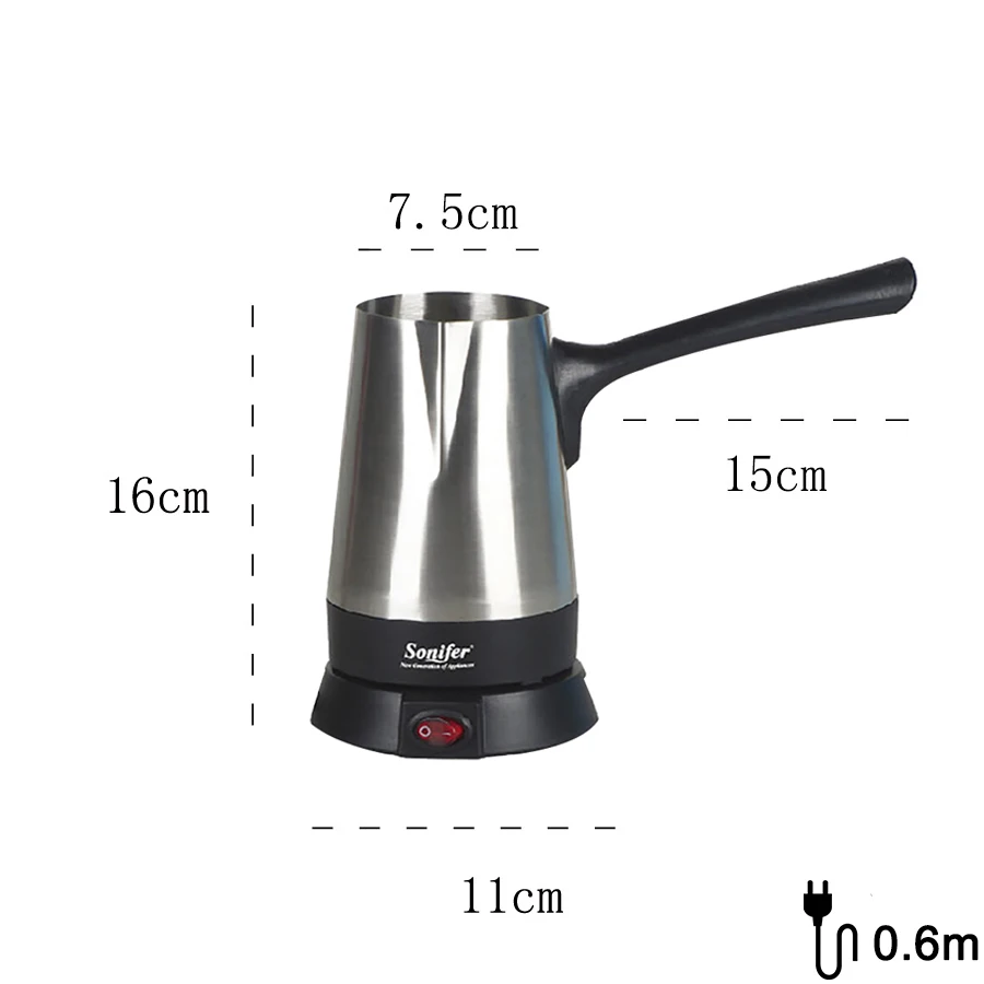 Rvs Koffiezetapparaat Turkije Koffie Maker 800W Elektrische Koffie Pot Gekookt Melk Koffie Waterkoker Voor Gift 220V sonifer