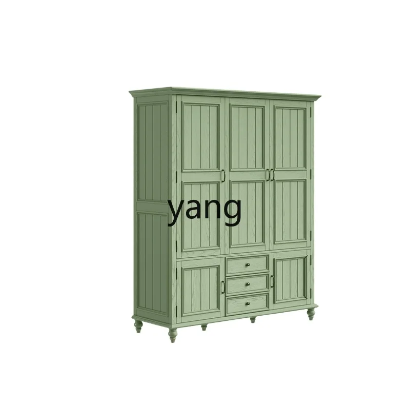 

YJQ American solid wood wardrobe household bedroom small apartment wardrobe ash wood storage locker