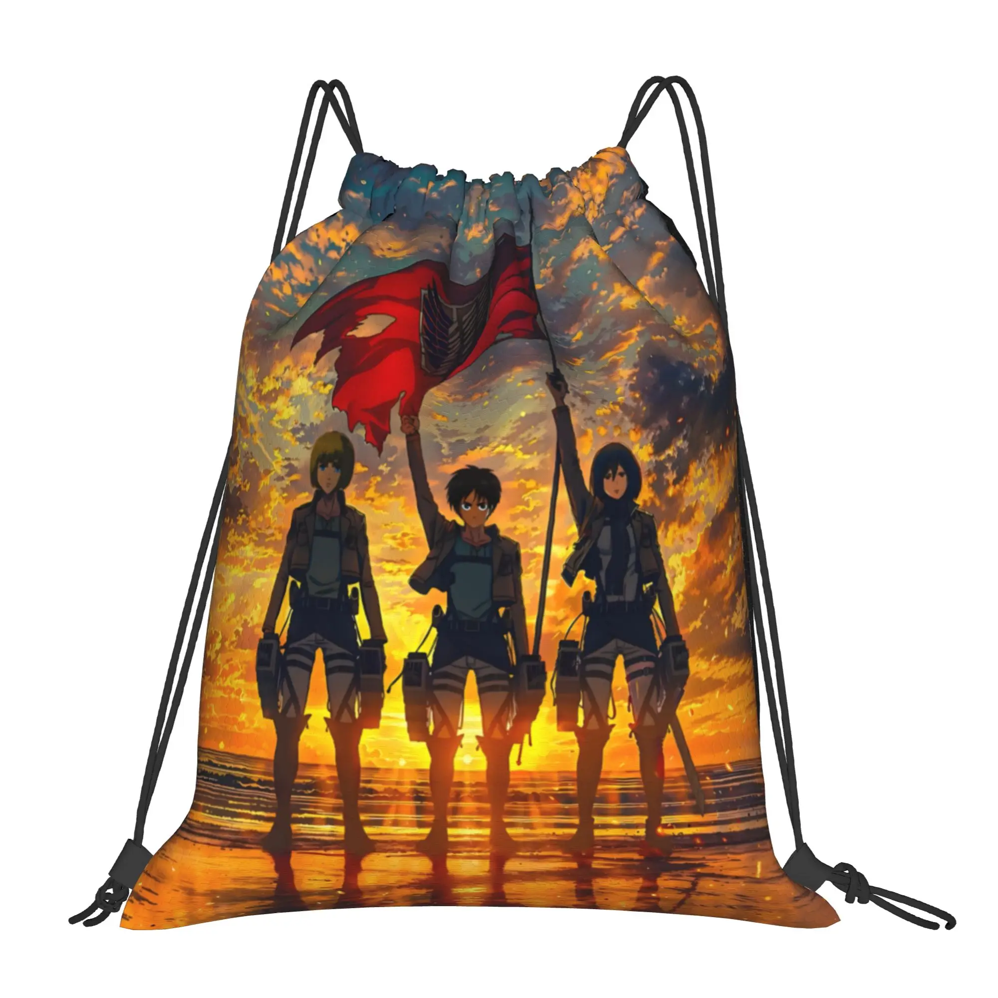 1 Stück Freedom Attack on Titan Print Kordelzugtaschen Herren Damen Aufbewahrungsrucksack Teenager Reisetasche