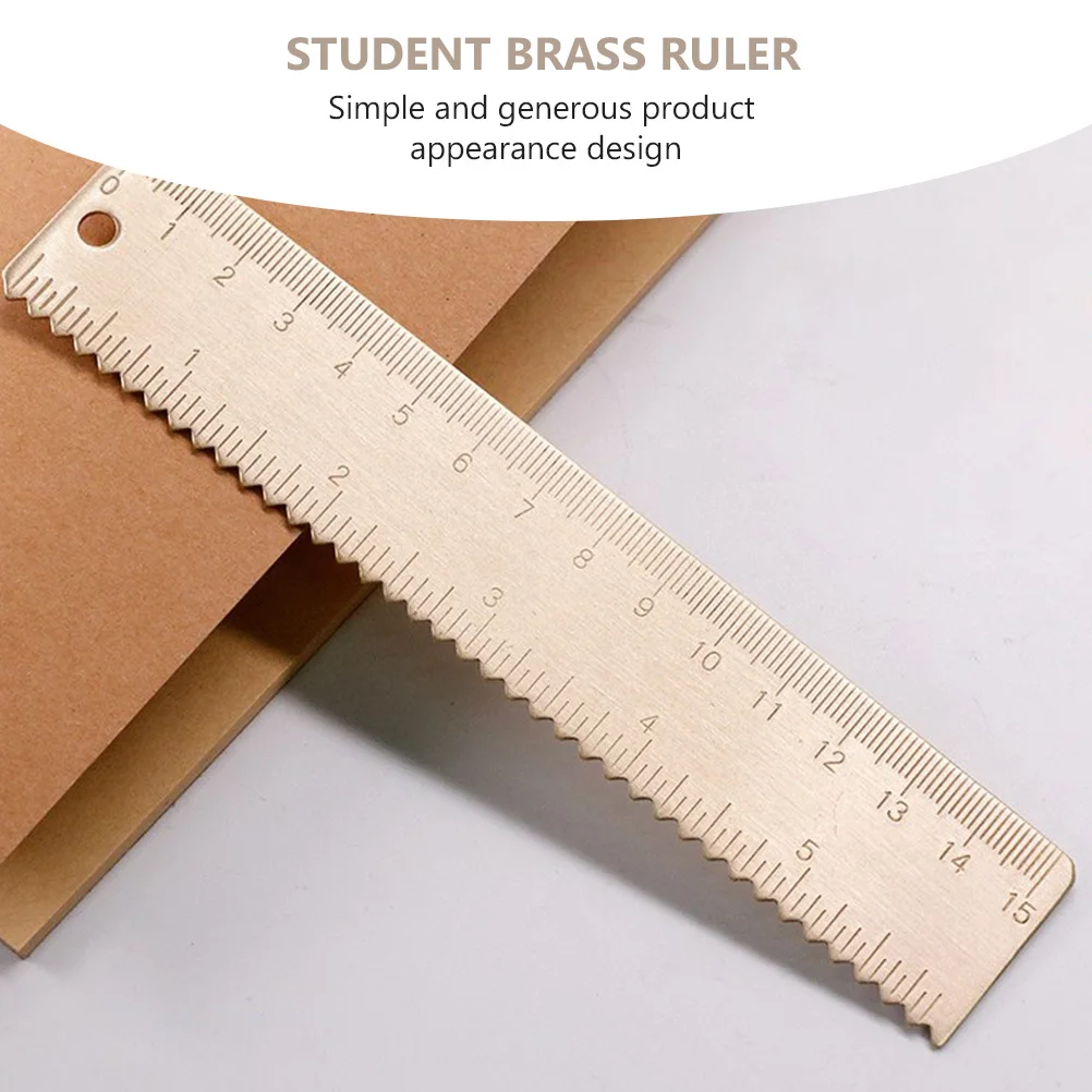 

1pc Brass Ruler Student Measurement Tool Creative Straight Ruler Simple Design School Supplies For Drawing