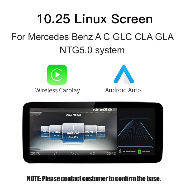 Draadloze Carplay/Android Auto 12.3 ''Touchscreen Multimedia Radio Ontvanger voor Mercedes Benz GLA CLA GLC GLK ML W205 W176 C117
