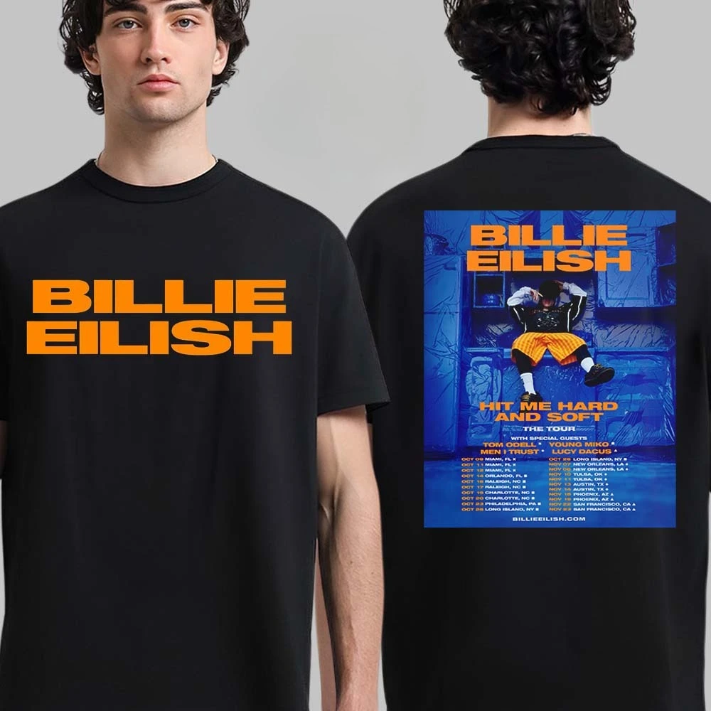 New Billie Eilish Cotton Band Shirt Unisex Summer Short Sleeve Fashion Brand Tee Luxury Casual Vintage