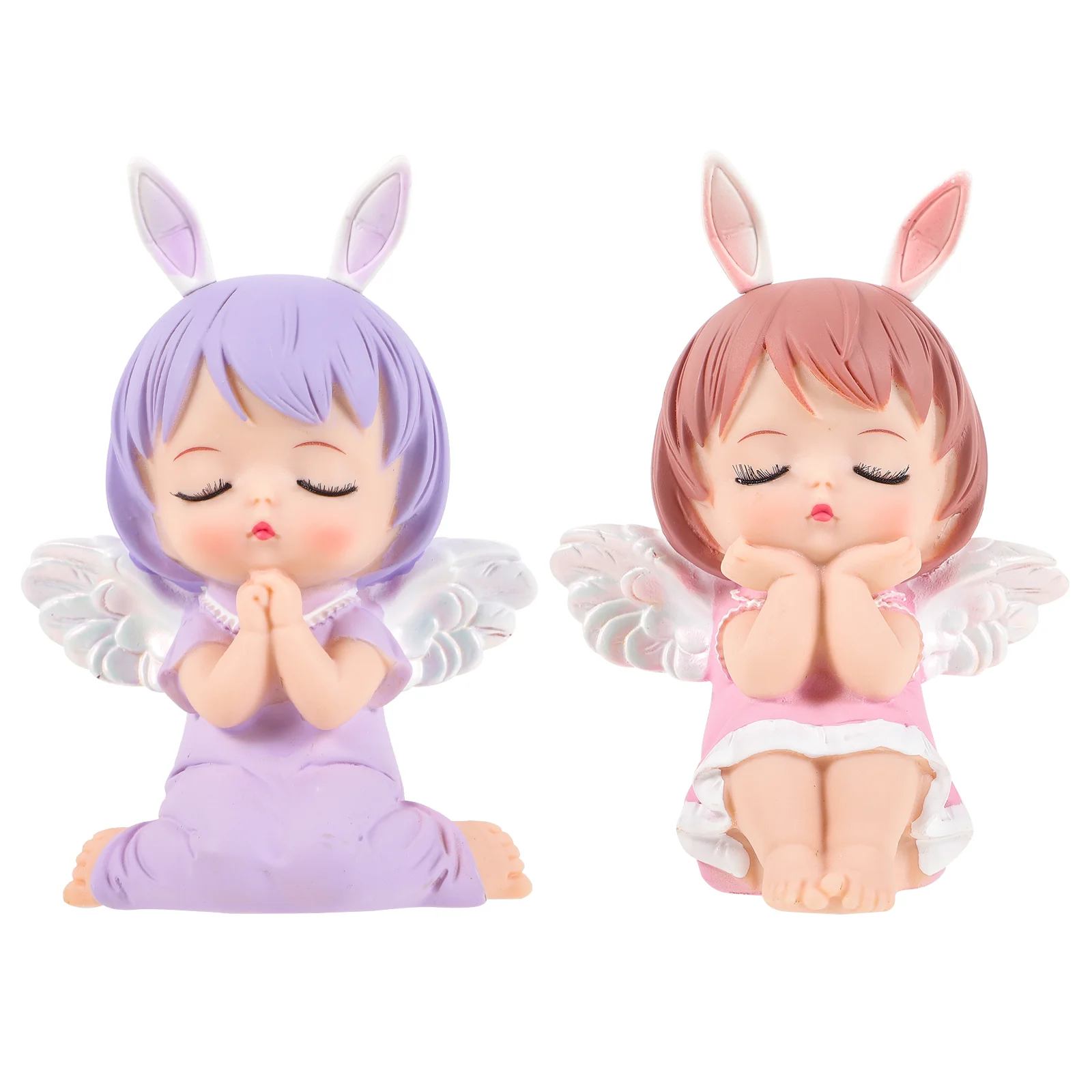 

2 Pcs Cake Decoration Angel Car Mini Model Topper Vinyl nament for Children Party Birthday Cake Supply Shape Cartoon Vinyl
