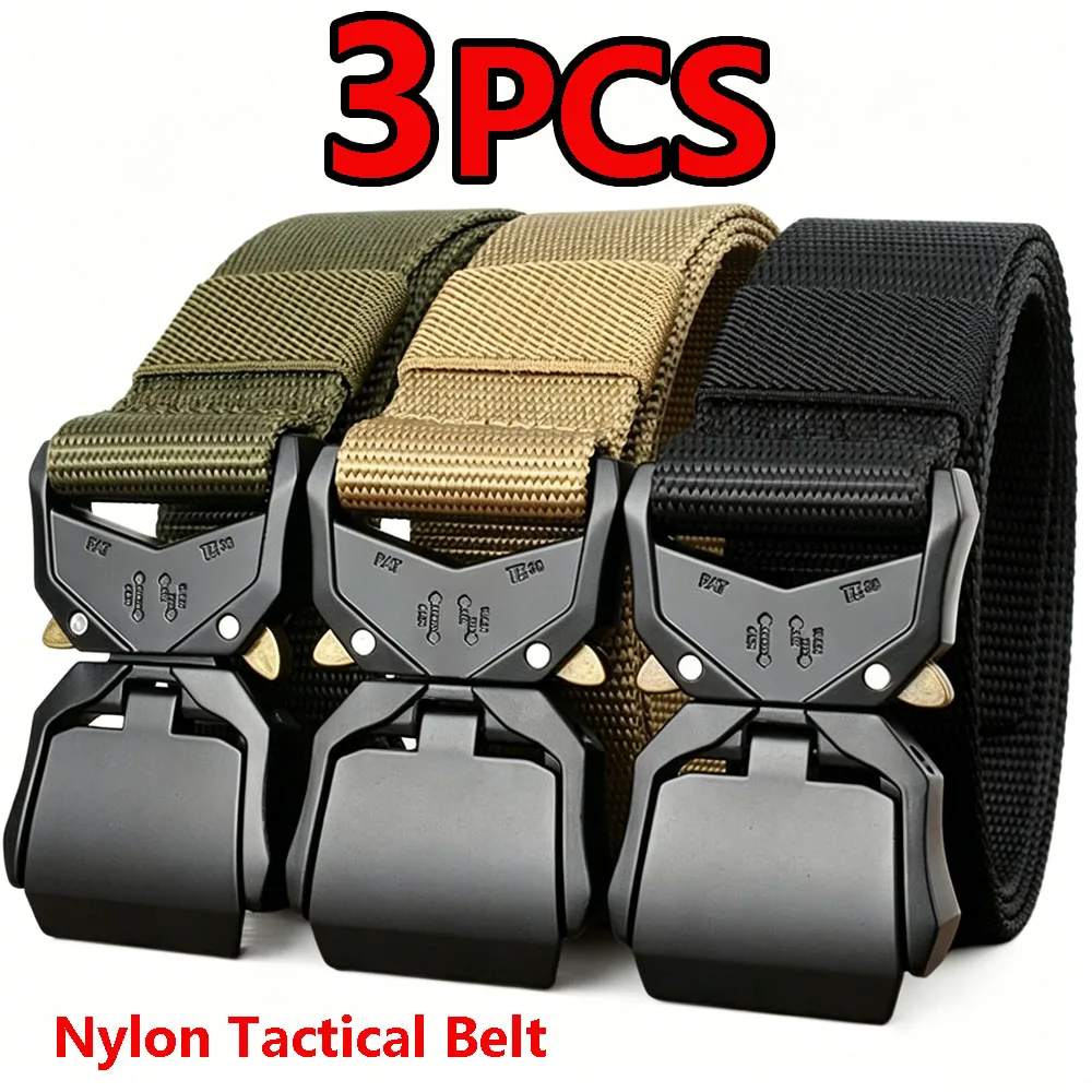 Men's Nylon Braided Tactical Waist Belt Quick Release Buckle Military Belt Outdoor Casual Training Hunting Golf Waist Belt