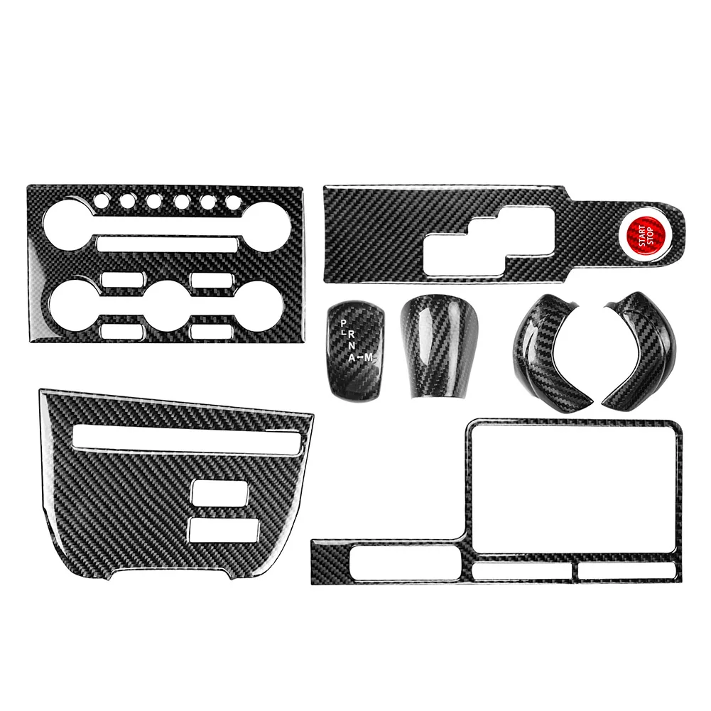 A Car Interior Carbon Fiber Center Console Gear Shift Panel Cover Trim 9Pcs For Nissan GTR R35 2008-2016 Black LHD Only