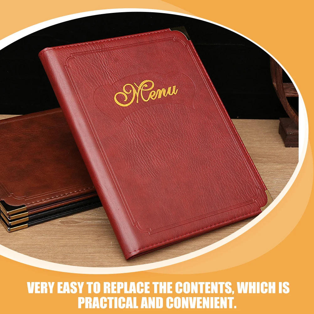 

2pcs A4 Menu Holder PU Cover Restaurant Hotel Folder Transparent Meal Note Pad Easy Replace Content