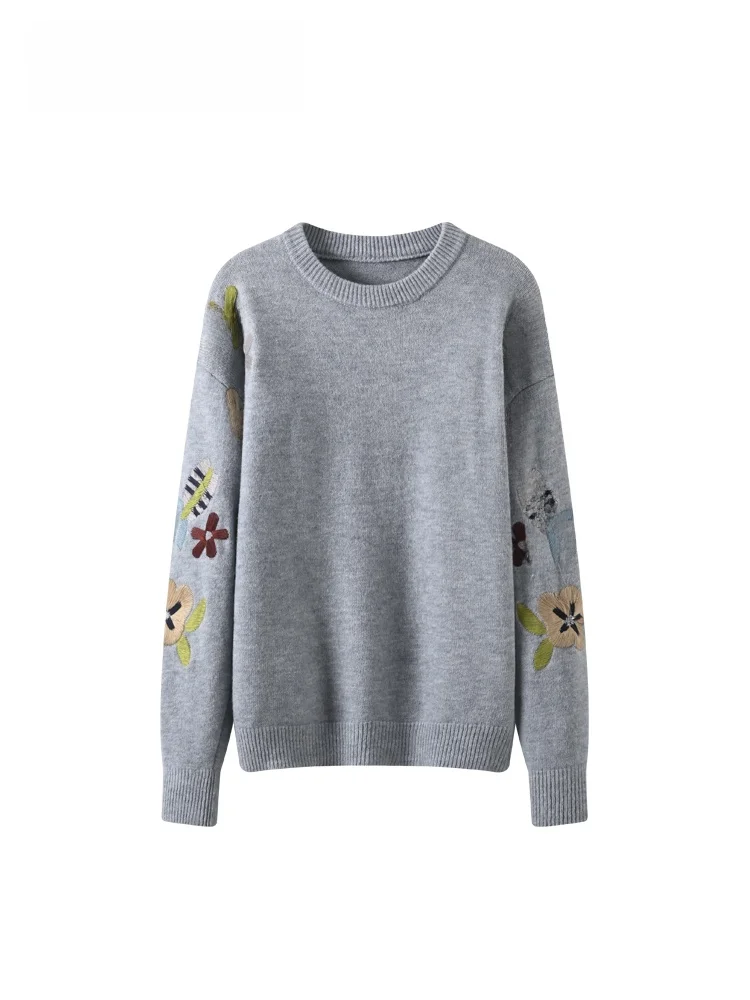 

Трикотаж больших размеров Long Sve round Ne, женский осенне-зимний новый свитер для похудения Younger Small Fraance Sle