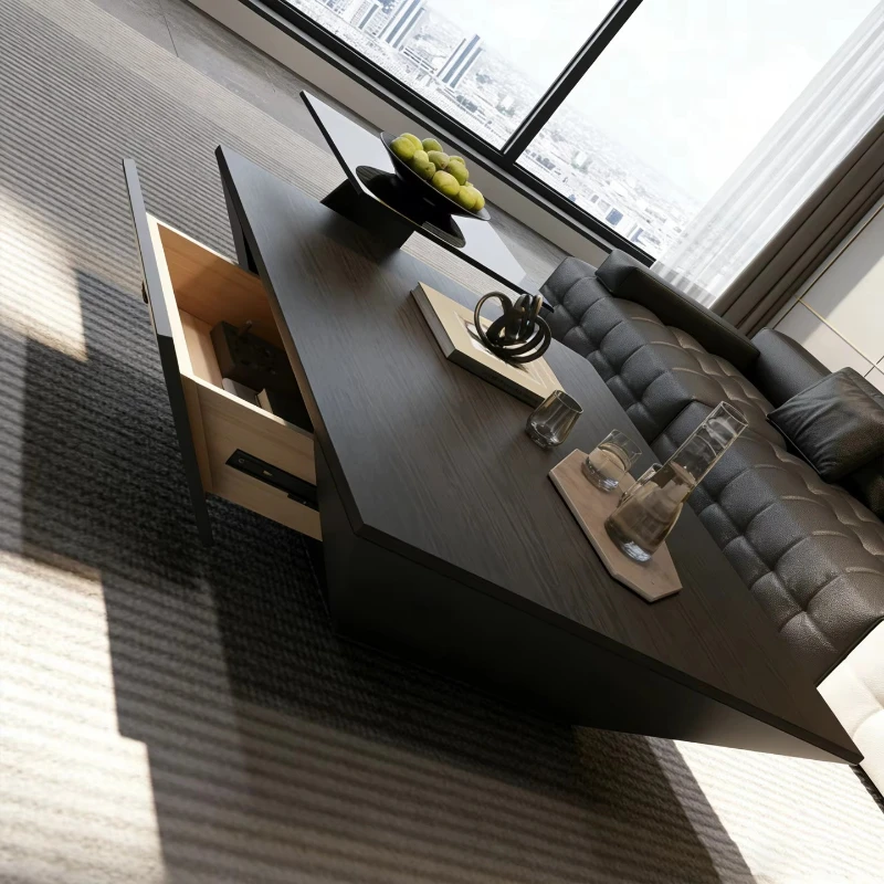Italian style light luxury square coffee table simple high-end design living room balcony simple inverted triangle