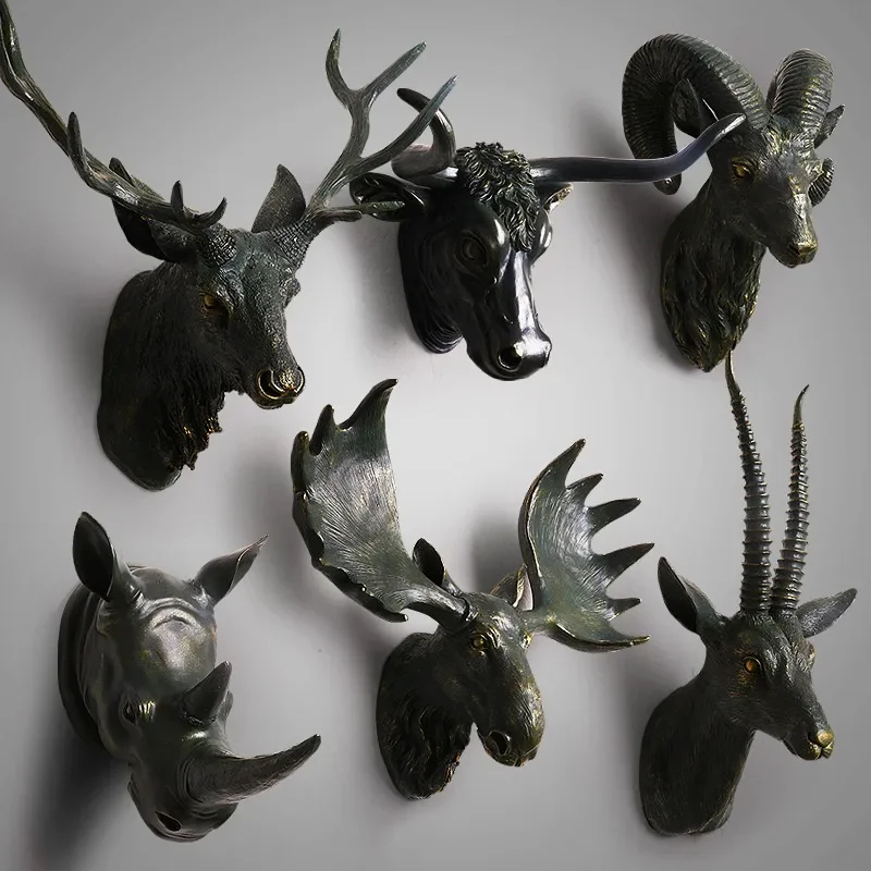 

Hot selling resin hanging animal head craft wall art for home decor