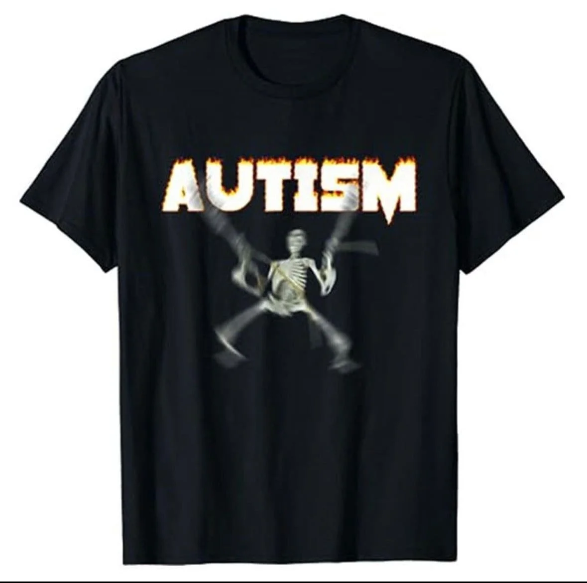 Autism skeleton meme heavyweight black tee shortsleeve shirt