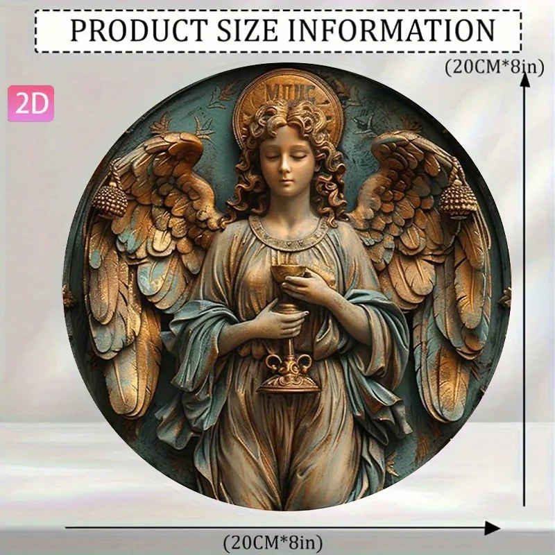 Angel Zero Vintage 2D Flat Aluminum Sign ， Wall Decor for Garden Kitchen Bar Bedroom Outdoor Art Decoration