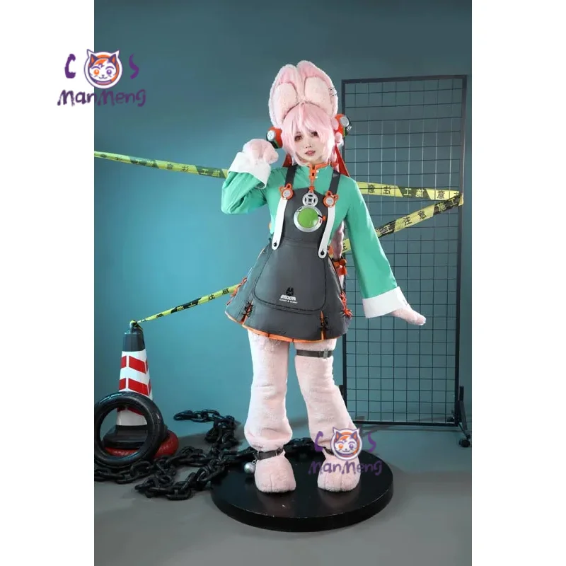 

Zenless Zone Zero Zhao Cosplay Costume Dress Uniform Headwear Tail Earrings Rabbit Ear Halloween Party for Women Girls Role Play