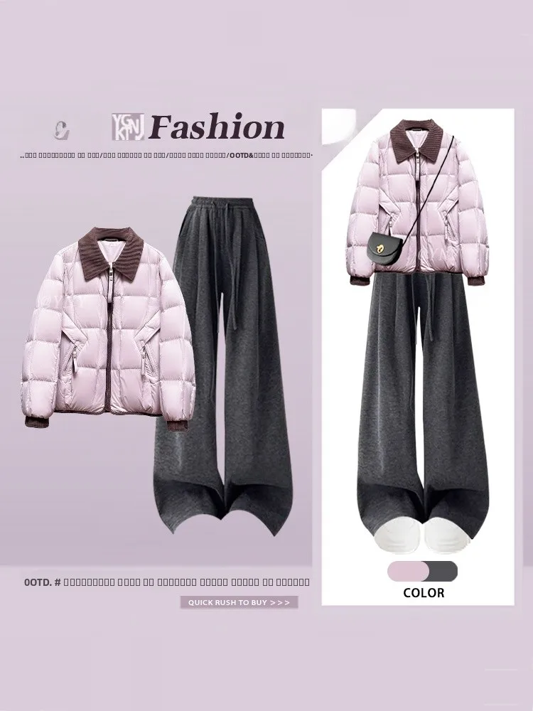 

Розовый комплект: верхняя одежда и прямые повседневные брюки, женский модный комплект с высокой талией, длинные брюки и вязаный топ с длинными рукавами