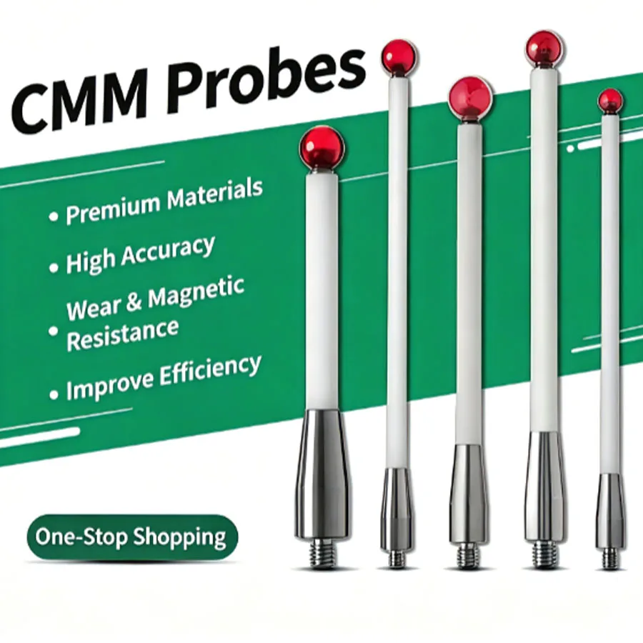 M4 thread ruby ball contact pin with a diameter of 0.5-8.0mm, CMM probe tip, steel shaft, CNC measuring probe, full-size