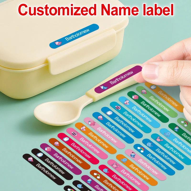 Colorful Custom Stickers for School Supplies - Personalized Name Labels for Kids Water Bottles, Waterproof Vinyl-Free Material