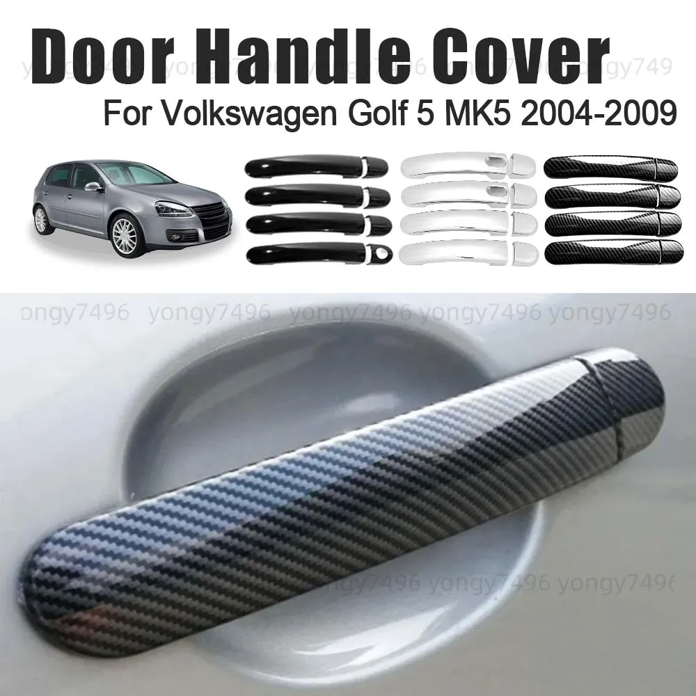 

Обновление автомобиля, глянцевая черная хромированная серебряная дверная ручка из углеродного волокна для Volkswagen Golf 5 MK5 2004 2005 2006 2007 2008 2009